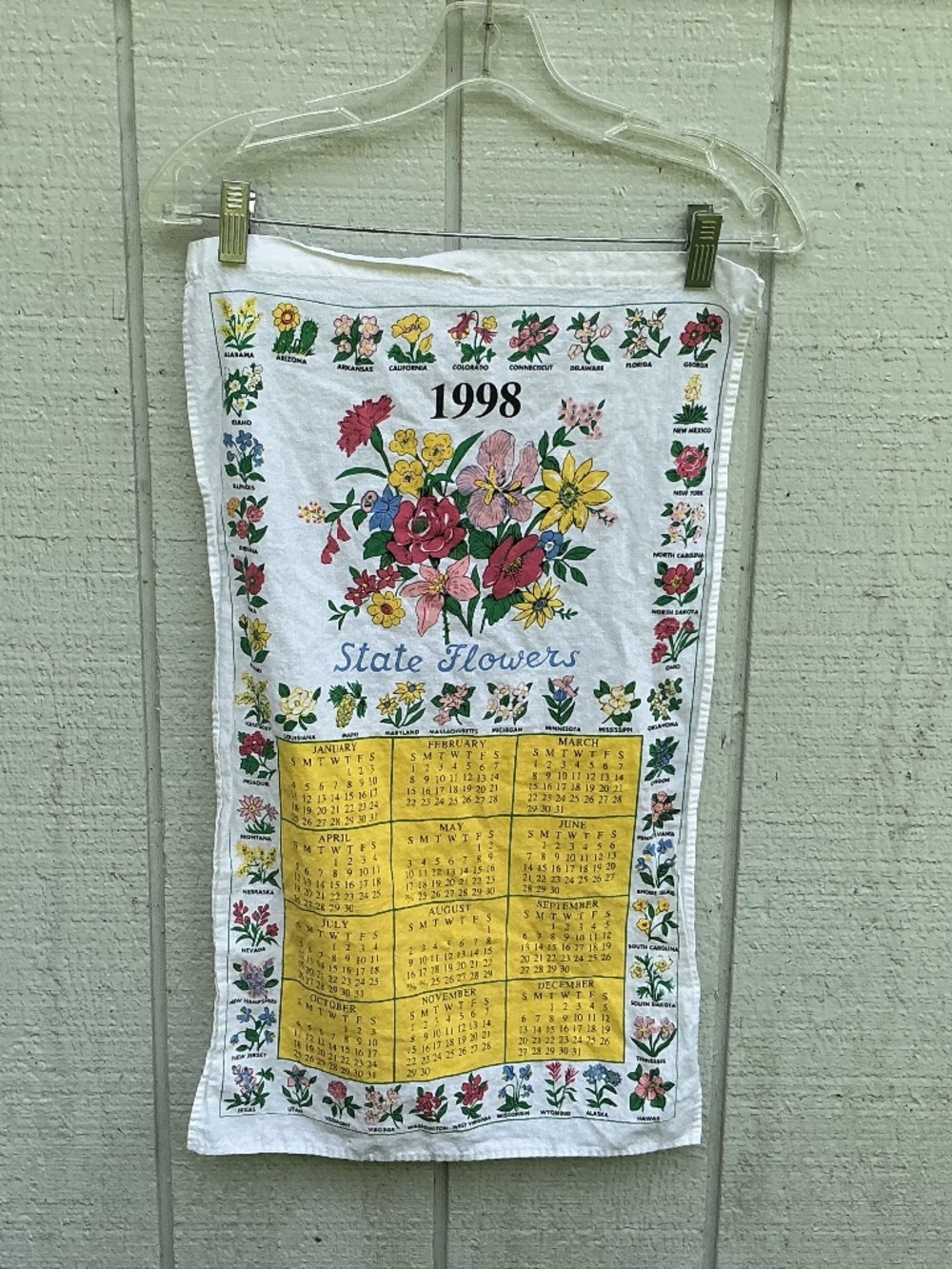Vintage cotton kitchen TOWEL Calendar 1998